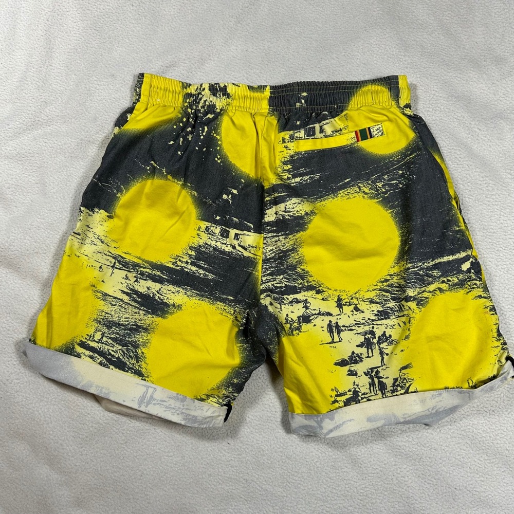 Nike Court Dri-FIT Shorts Mens Large Yellow Black Beach Graphic Print DV9111-731 - Picture 2 of 7